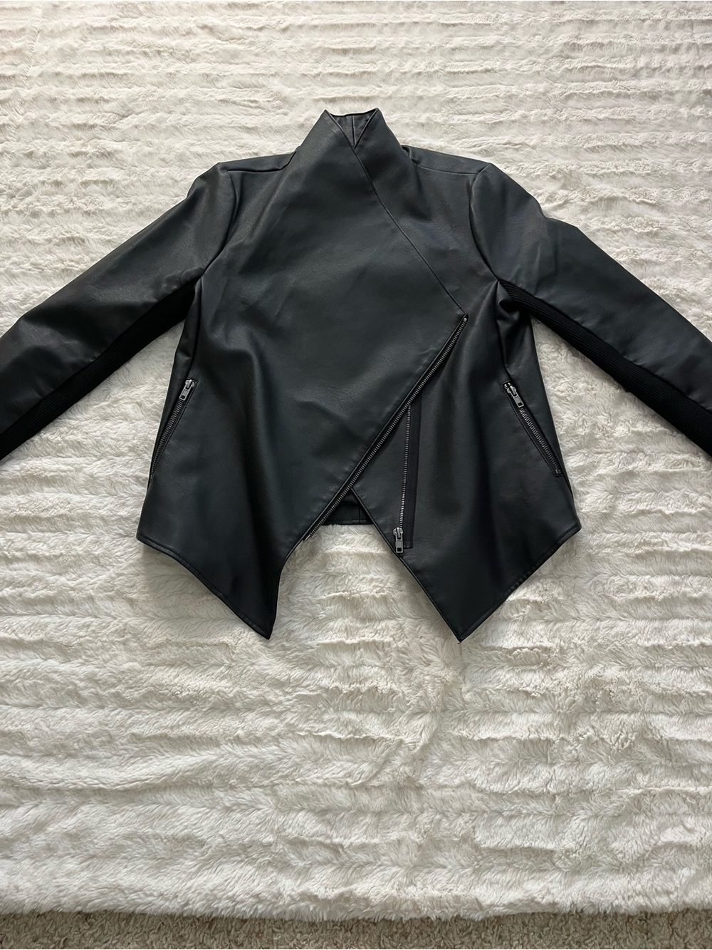 BB Dakota (Steve Madden) Women’s’ 
Black Faux Leather Asymmetrical Zip Jacket